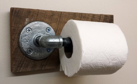 Toilet paper holder Rustic barn wood industrial by ThePinkToolBox