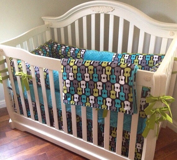 Groovy Guitar 4pc Boy Crib Bedding Set Made to by maxandgrace