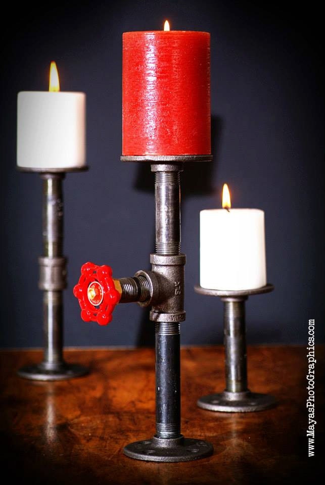 Modern Industrial Pipe Steam Punk Candle Holder By Audiyocreations 