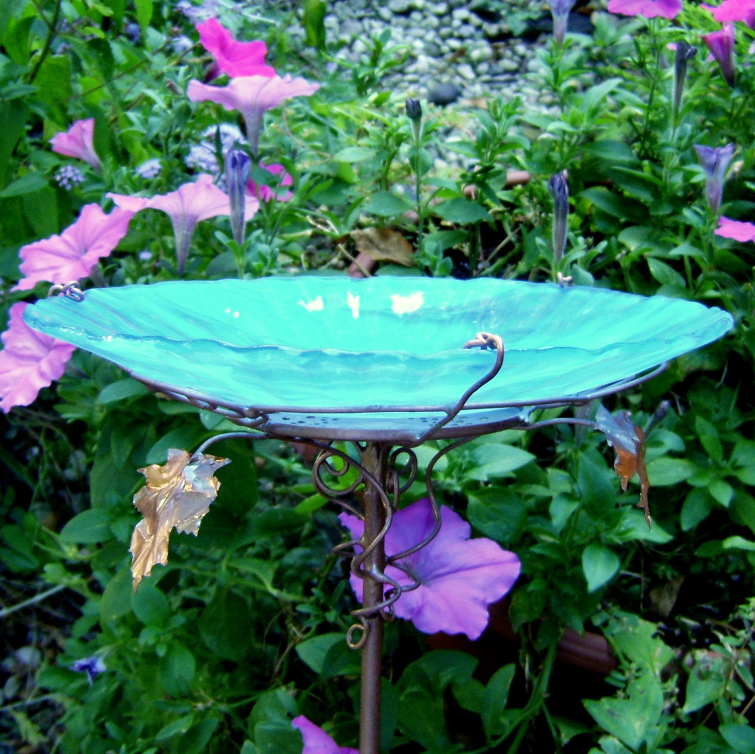 glass bird bath stained glass copper aqua by glass bird bath stained glass copper aqua by