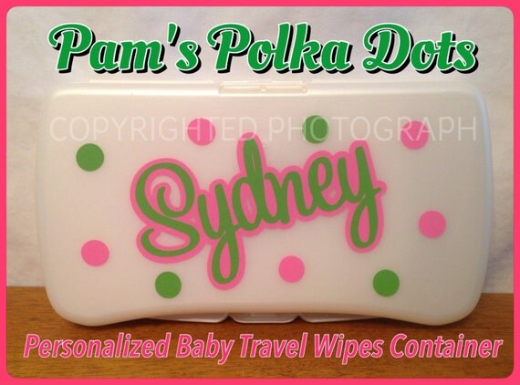 Personalized BABY WIPES CASE with Name Polka Dots by PamsPolkaDots