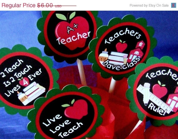 SALE INSTANT DOWNLOAD - Printable Back to School - Teacher Appreciation Cupcake Toppers & Favor Tags Il_570xn
