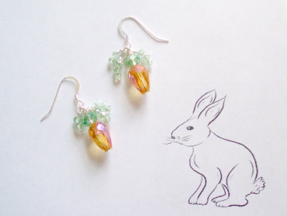 Easter Bunny’s Carrot Earrings - crystal earrings - Easter jewelry
