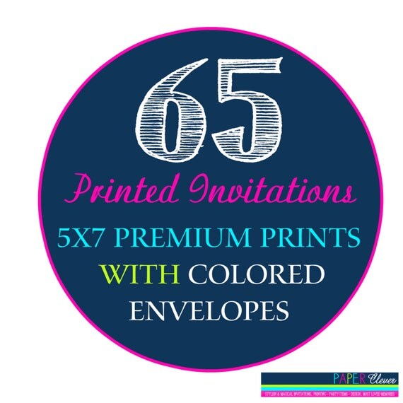 65 Printed Invitations and FREE colored envelopes #805 Il_570xn