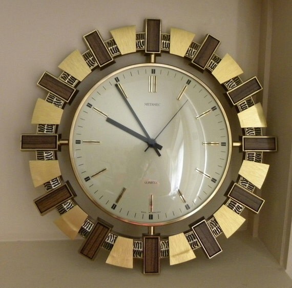 Metamec Wall Clock Vintage Starburst Battery by AKClocks on Etsy