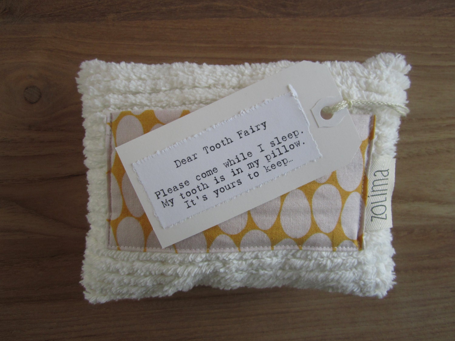 tooth fairy pillow with little poem by ZOLIMA on Etsy