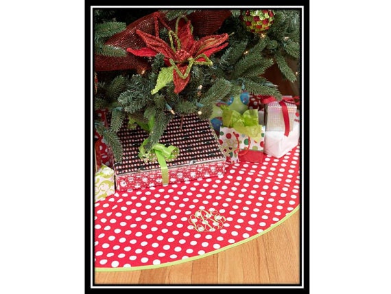 Items similar to Polka Dots Christmas Tree Skirt- Custom Monogrammed Red and White Polka Dots ...