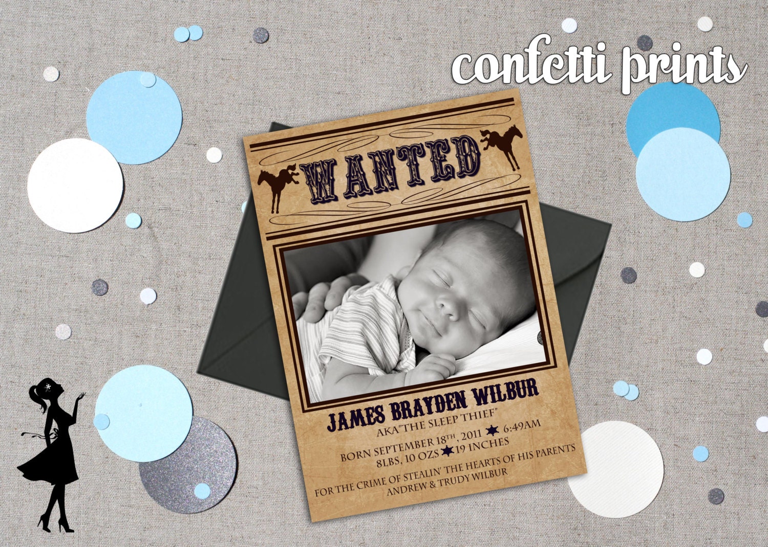 Photo Birth Announcement - LITTLE OUTLAW Printable Il_570xn