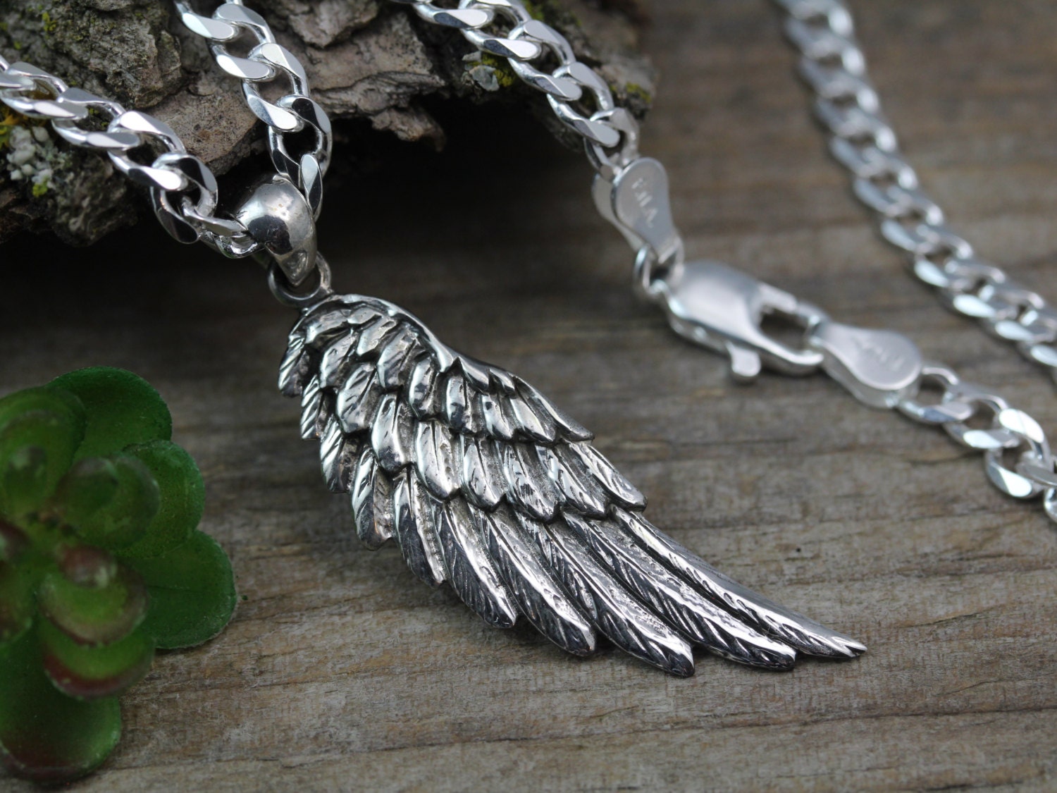 Wings Necklace Sterling Silver Angel Wing Pendant On