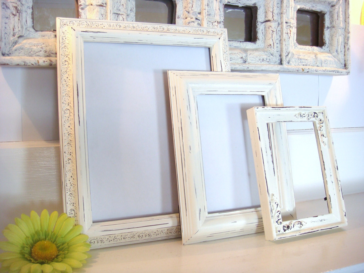 distressed frames white frames picture by NiftyandThriftyFinds