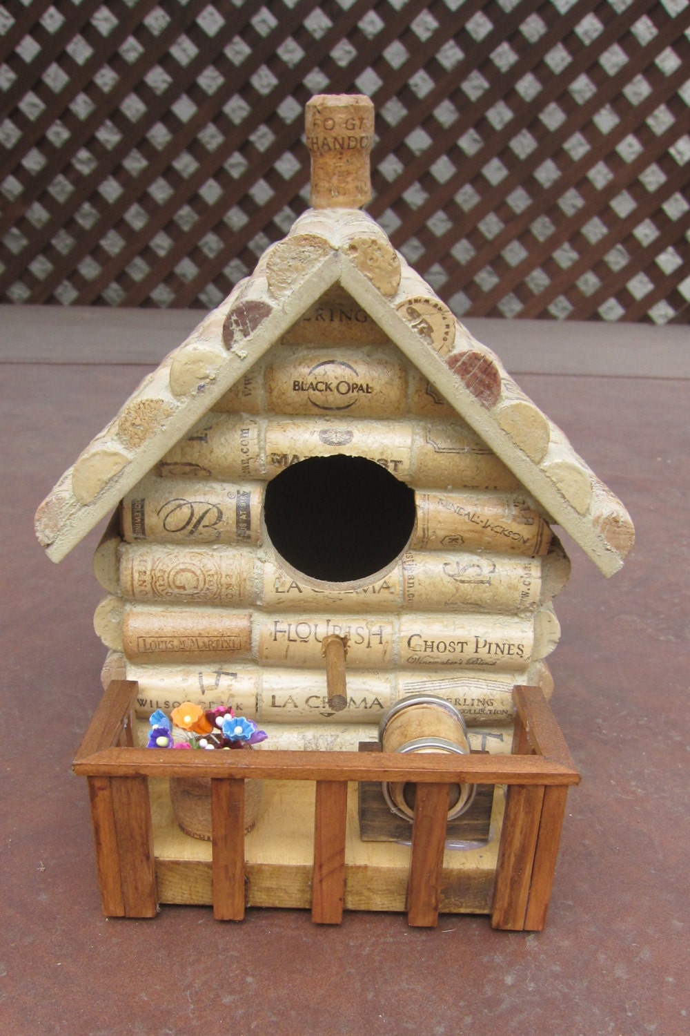 Wine Cork Birdhouse Handmade by PlayOnWoods on Etsy