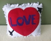 Valentine's Day fleece tied pillow, heart fleece pillow, love fleece pillow - CraftyMomofTwins