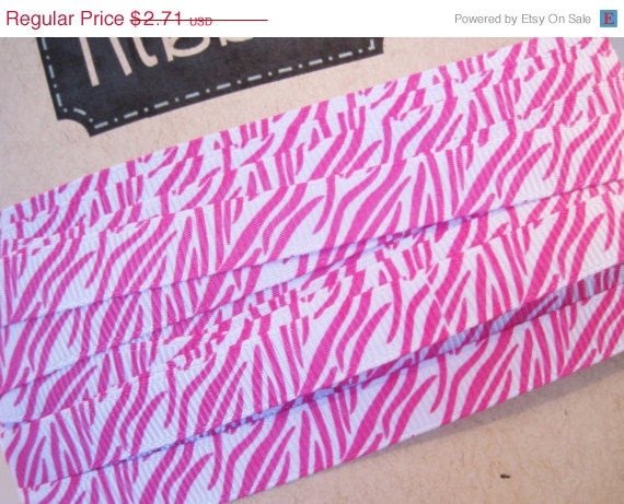 ON SALE 5 yards of pink and white zebra printed 3/8" Grosgrain Ribbon Il_570xn