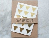 60 Metallic Gold Mini Triangle Stickers, Wedding Stickers, Envelope Seals, Mini Stickers, Gold Stickers, Gift Wrapping, Pyramid Stickers - seasprout