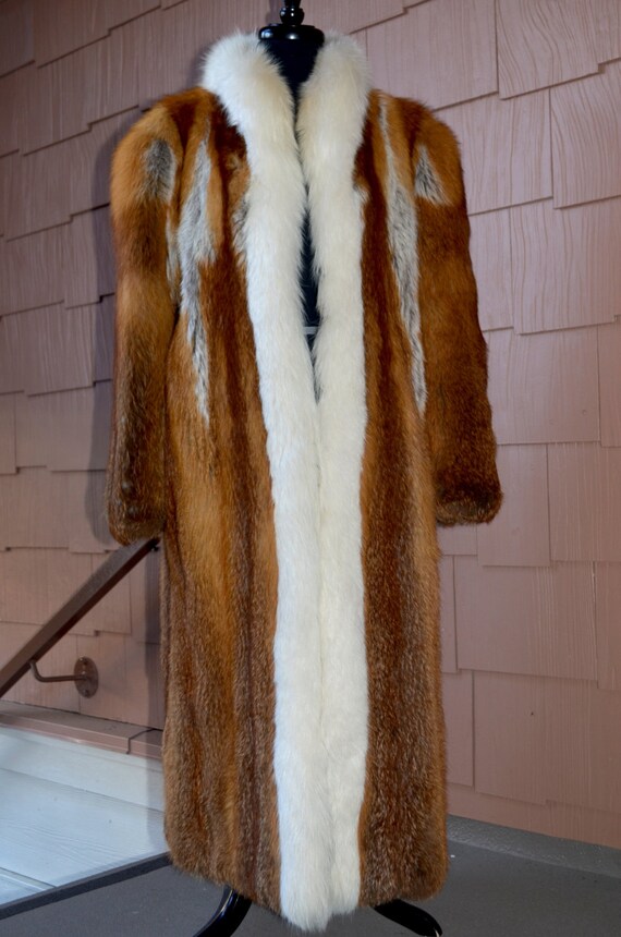 full length red fox fur coat