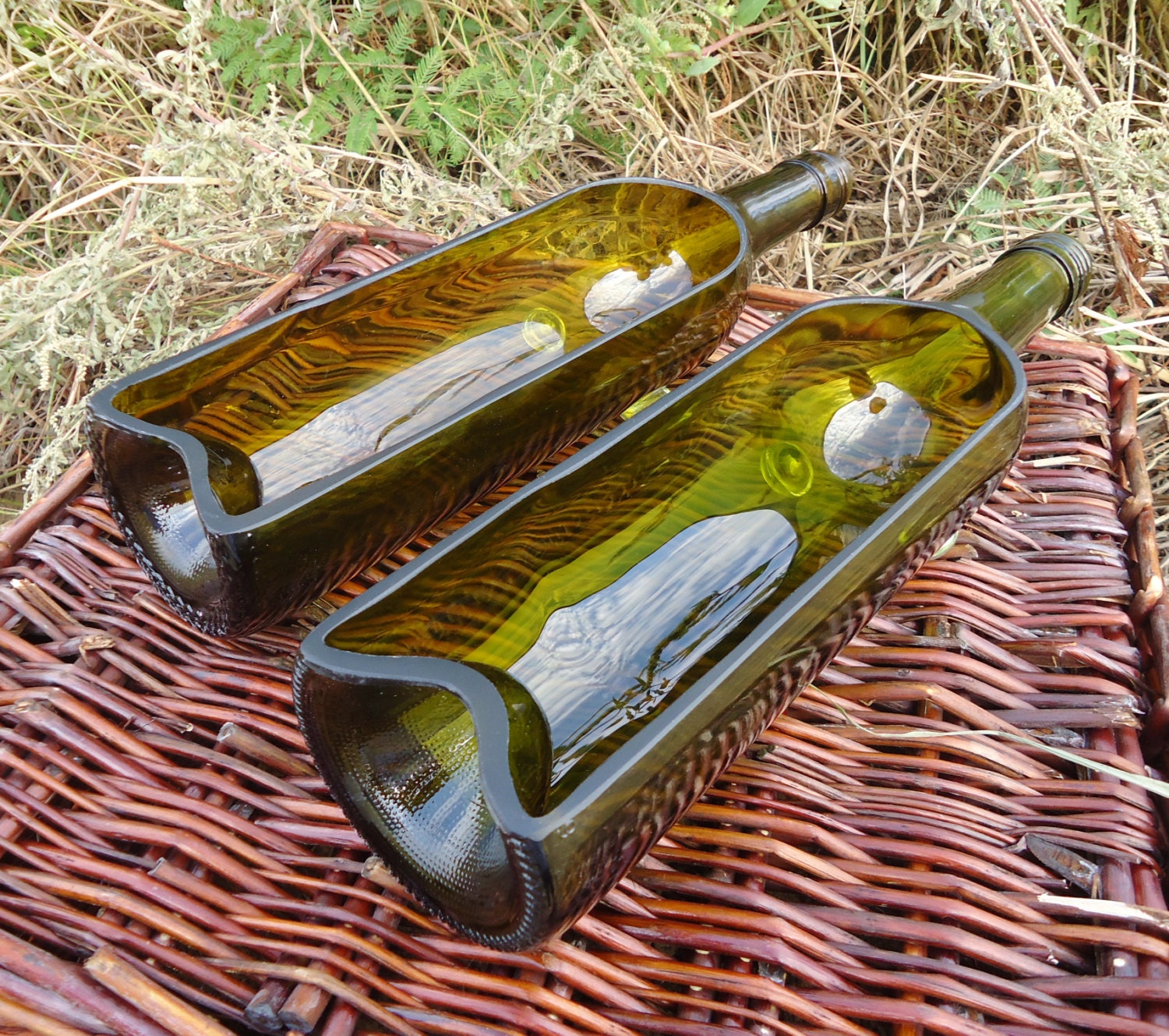 Recycled Wine Bottle Serving Trays SET OF 2 by ConversationGlass
