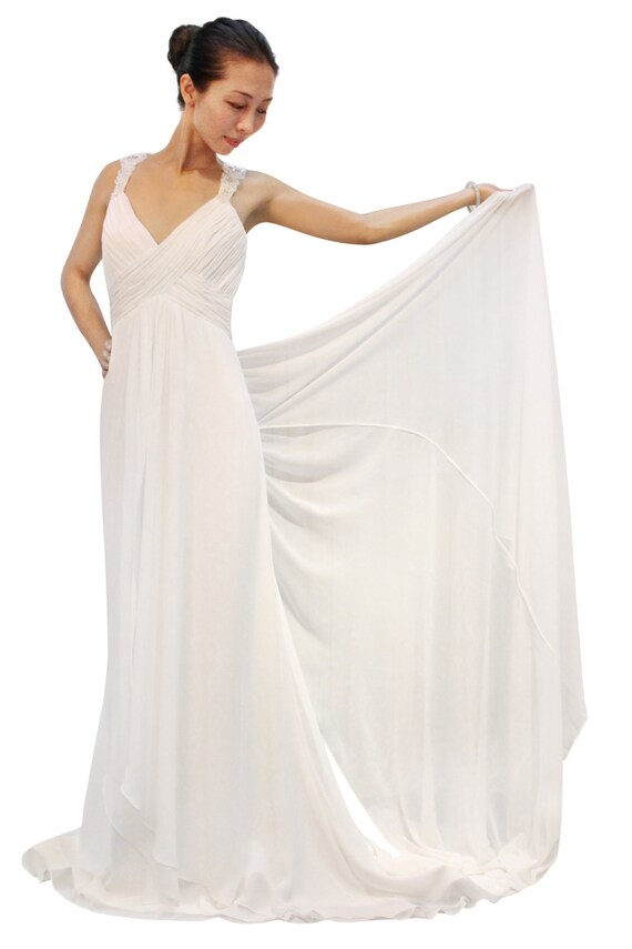 Sexy Chiffon Wedding Dress Evening Dress Prom Dress By Whitesrose 8432
