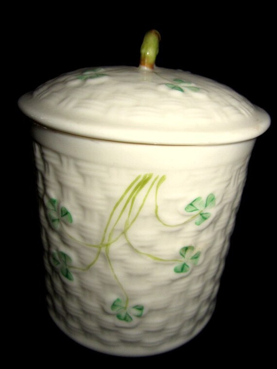 Vintage Irish Belleek Porcelain Jar with by JewelsOfHighElegance