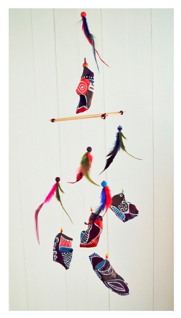 Paper mache mobile for nursery or anywhere else by LaGirafeBleue