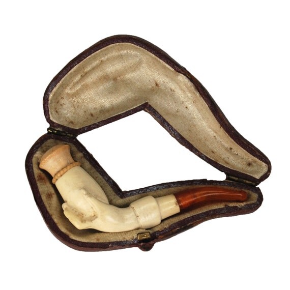 Antique Victorian Meerschaum Cheroot Pipe Hand by NouveauMotley