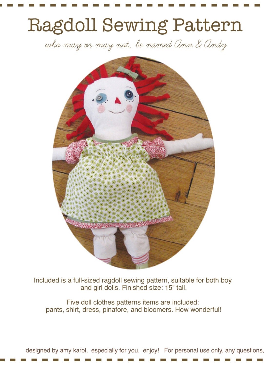 Ragdoll With Clothes Sewing Pattern PDF