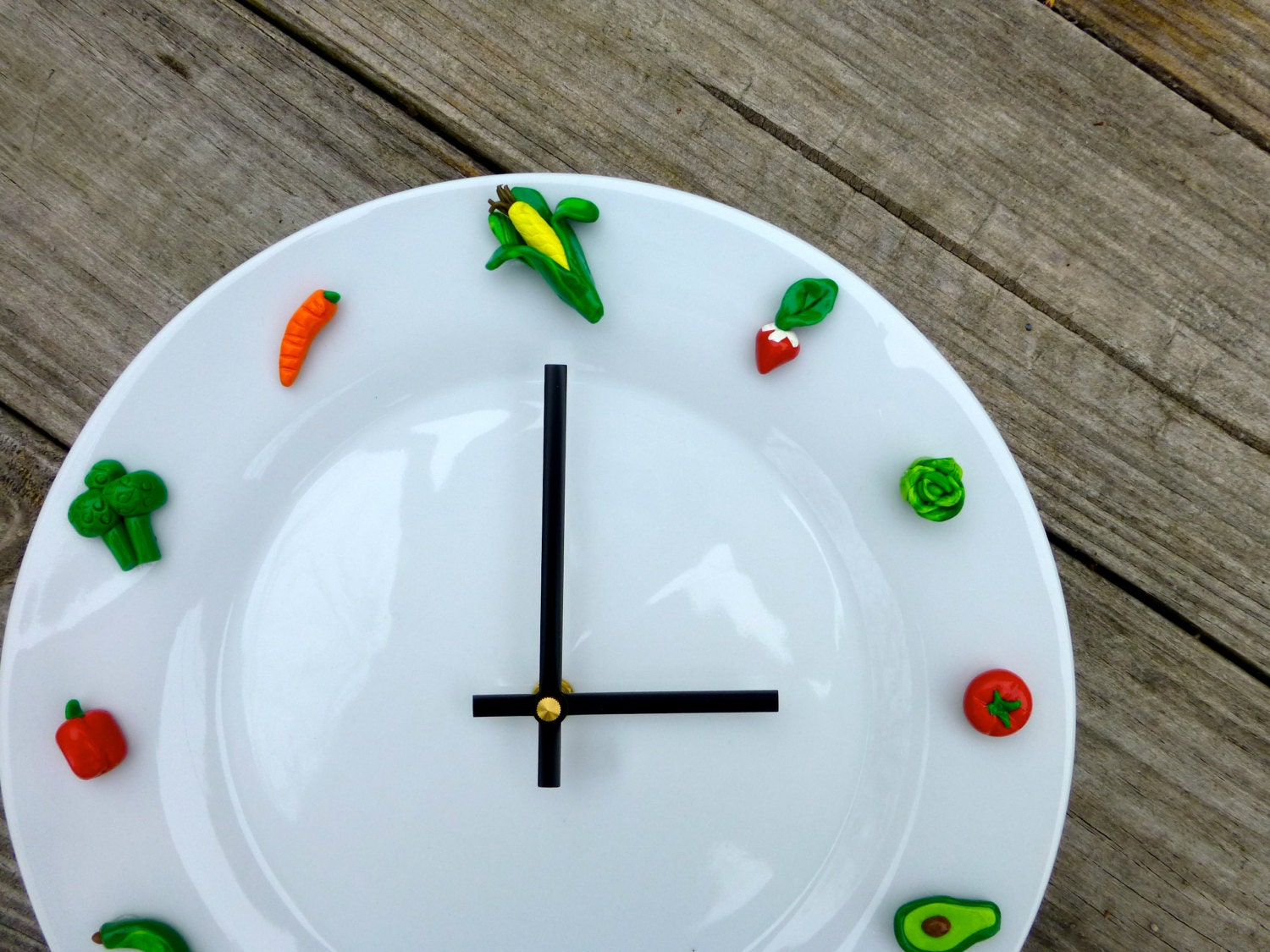 kitchen wall clock with picture of food