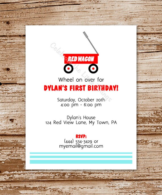 Red WAGON Invitation / Personalized / Printable PDF File Il_570xn