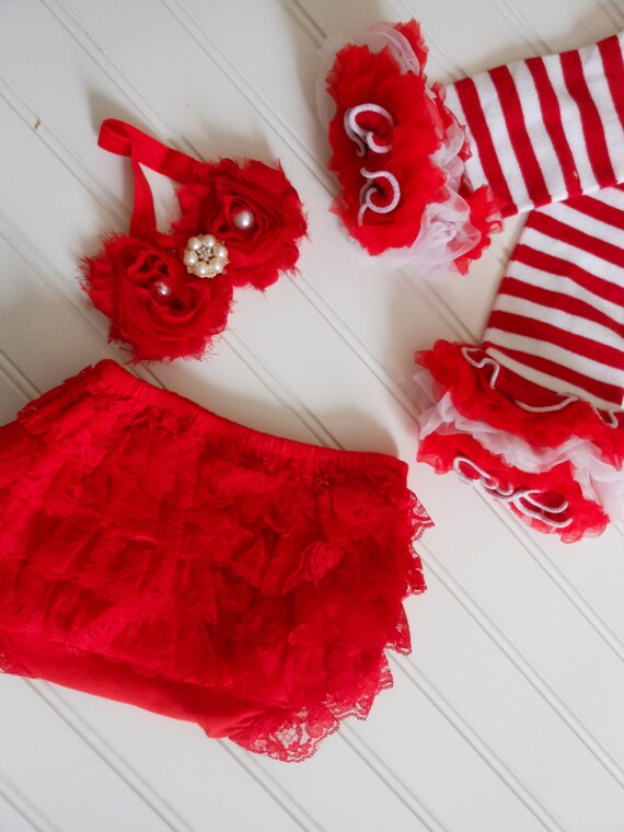 Valentine Stripe Leg Warmers, Lace Bloomers and Matching Head Band Il_570xn