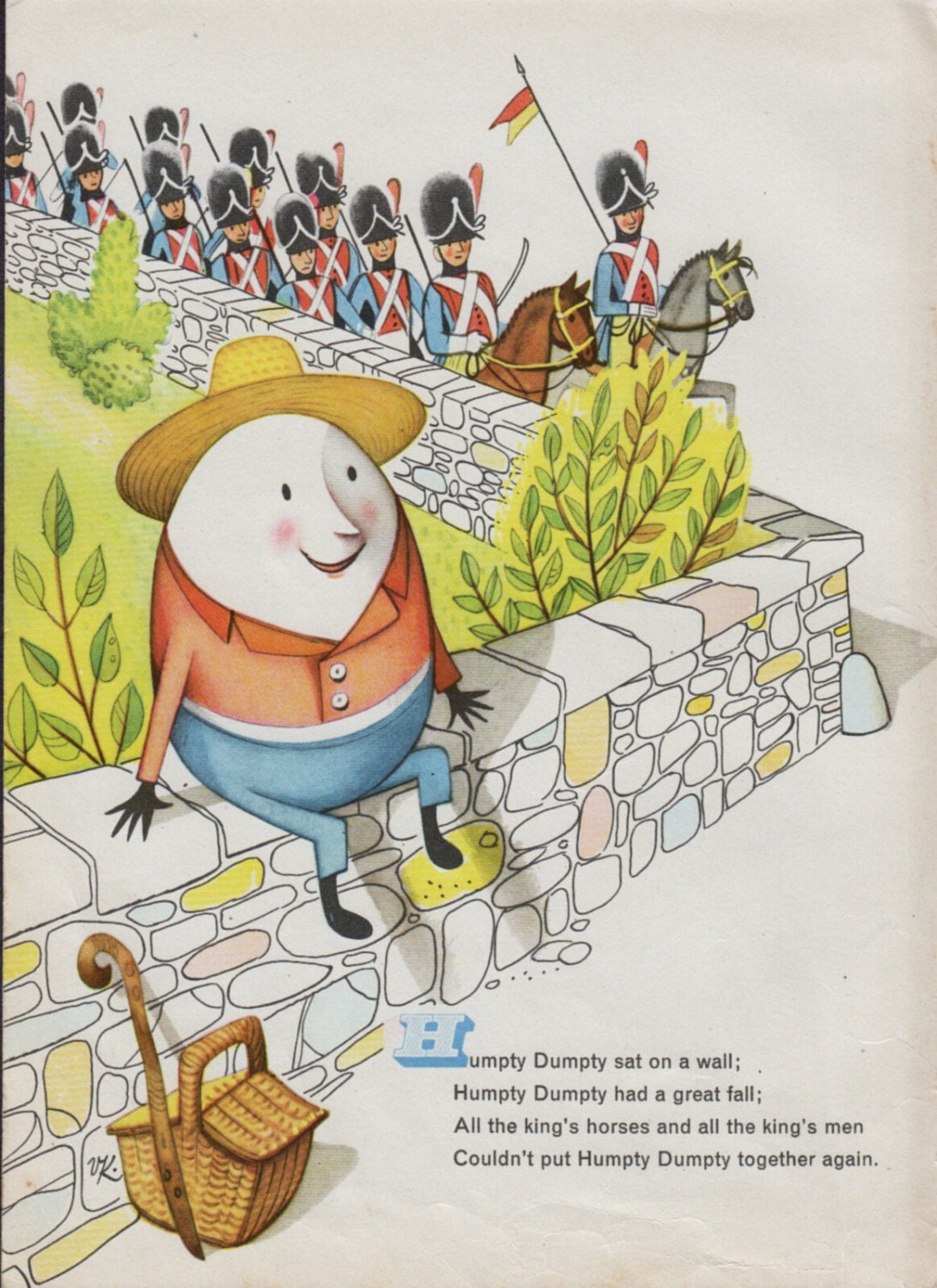 Antique print NURSERY RHYME Humpty Dumpty by theStoryOfVintage