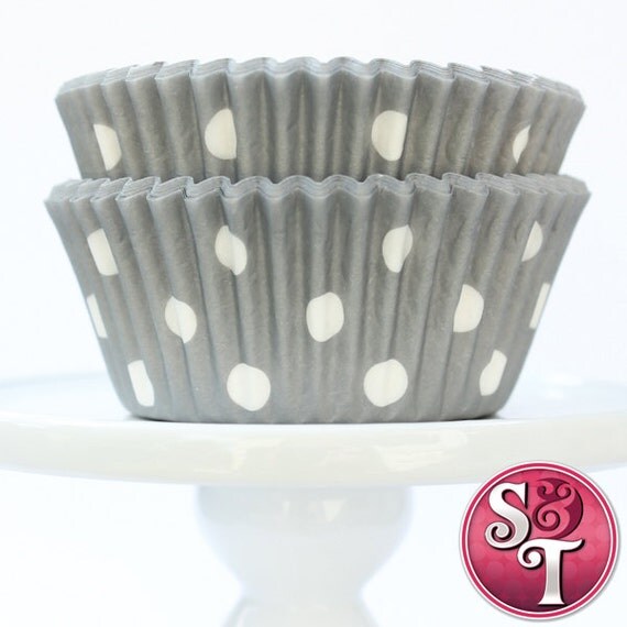 Gray GREASEPROOF Dot Baking Cups Cupcake Liners - Quantity 50 Il_570xn