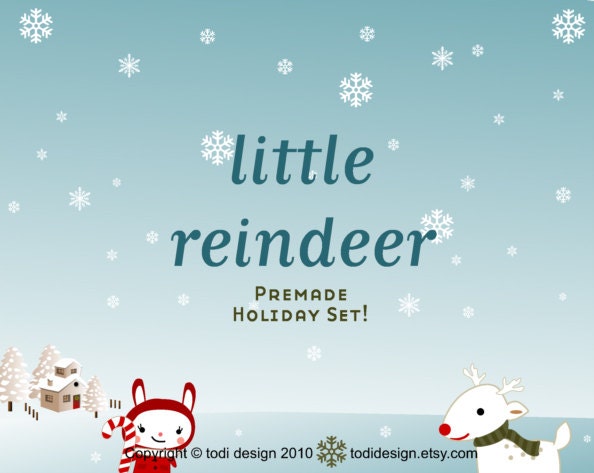 Premade Etsy Holiday / Winter Banner set - Little Reindeer Il_570xn
