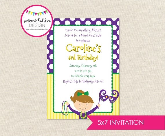 DIY, Mardi Gras Party or Birthday Invitation Il_570xn