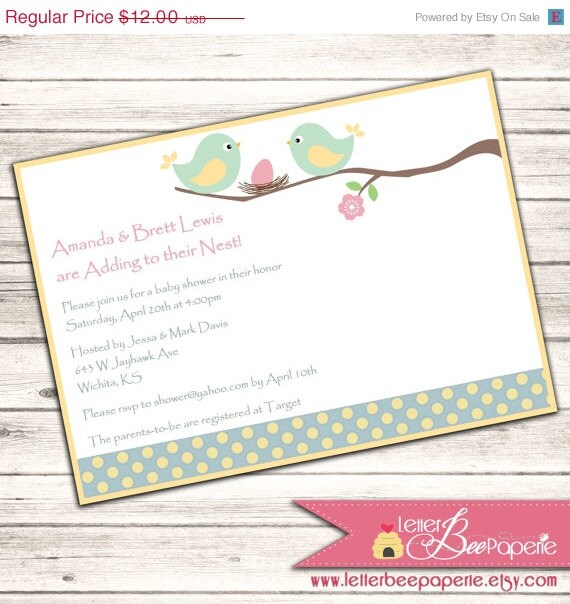 ON SALE Adding to the Nest Custom Baby Shower Invitation - PRINTABLE - Customize Your Colors - Perfect for Girl, Boy or Gender Neutral Il_570xn