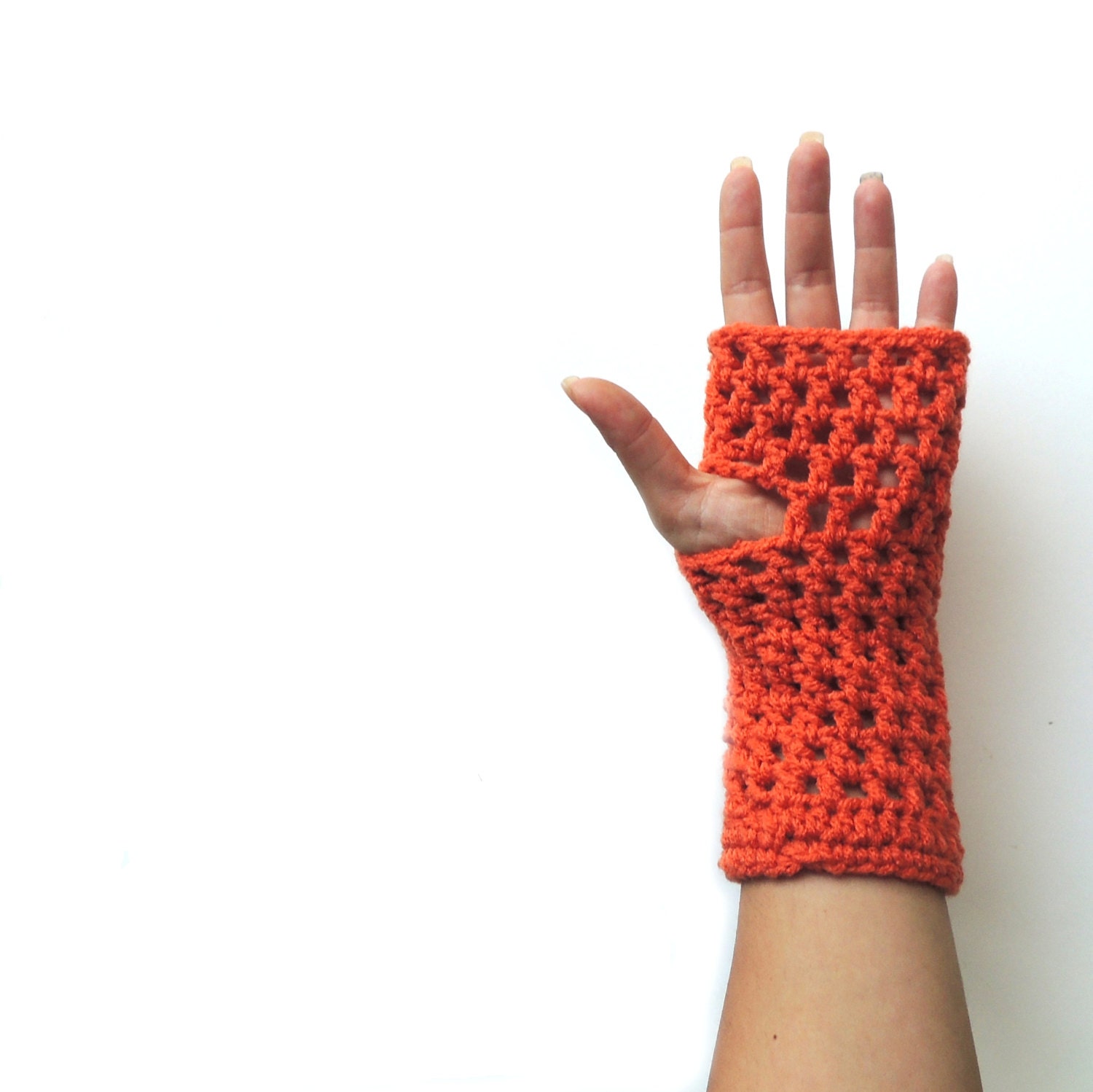 Fingerless gloves, Fingerless mittens, Orange Crochet fingerless glove,   long fingerless glove, arm warmers - JPwithLove
