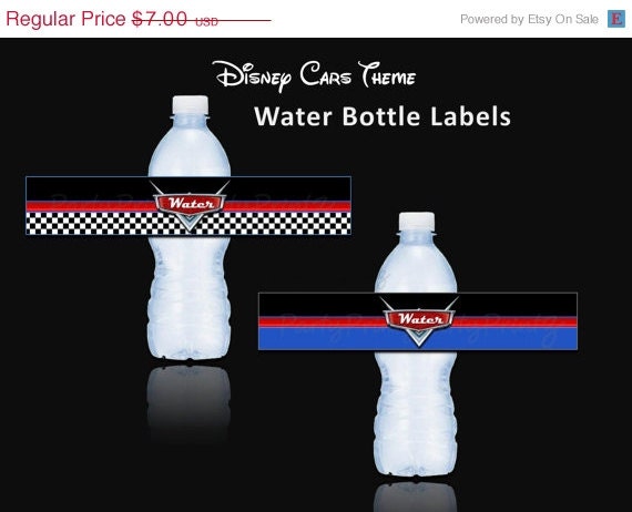 SALE INSTANT DOWNLOAD - Printable Water Bottle Labels - Juice Box Labels - Disney Cars Theme Birthday Il_570xn