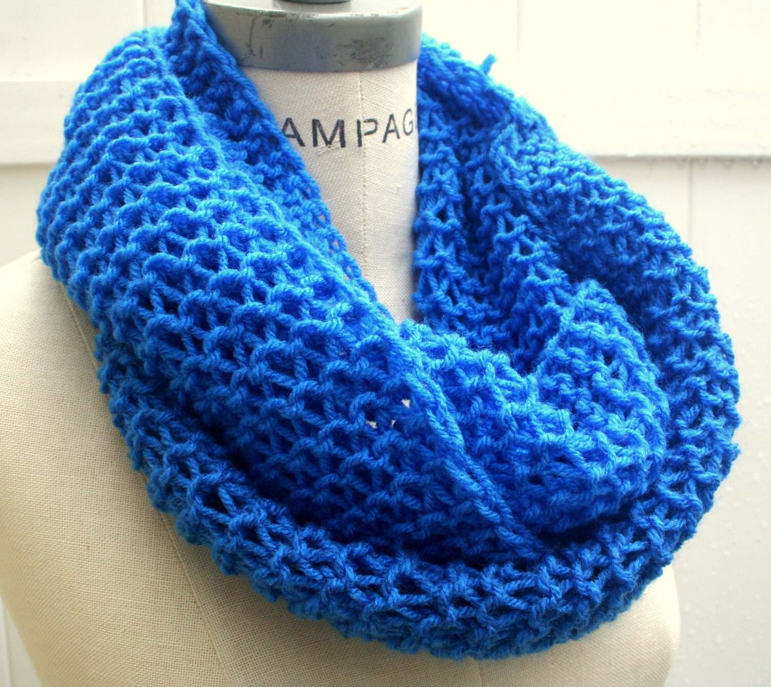 Items similar to Blue Infinty Scarf Hand Knit Scarf Women Scarves