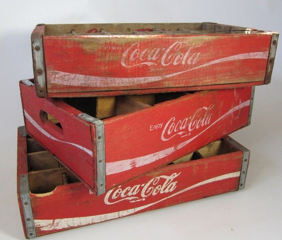 Coca Cola Wood Box, Storage Box, Advertising Box, Red