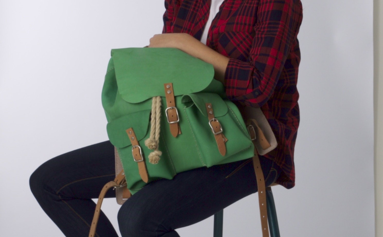 Items similar to Leather backpack DIY package with drawstring, 2