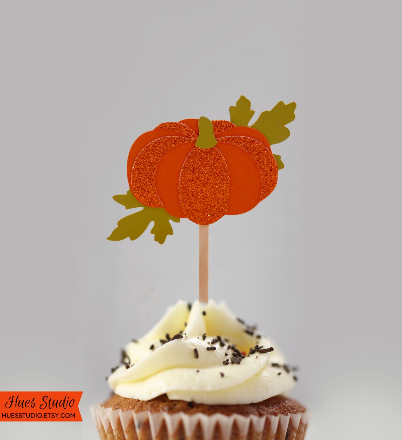 Glittery PUMPKINS // Set of 12 Party Picks - CUSTOM Party Decoration by Hues Studio Design Il_570xn