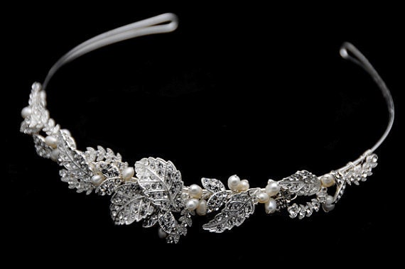 Vintage Inspired Bridal Headband Tiara, Wedding Headpiece, wedding tiara - divajewelrydesign