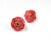 Red polymer clay earrings - polymer clay jewelry - stud earrings - floral earrings - valentine gift - Segitanna