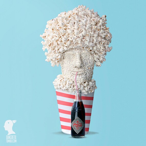 Popcorn Man drinking Coke