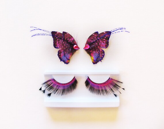 Pink and Purple Butterfly Eyelashes by littlewingfaerieart on Etsy