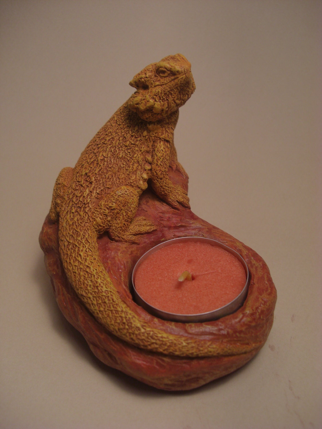 Bearded Dragon Candle Holder NEW terra cotta by jasonshanamanart