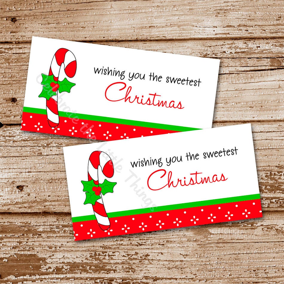 Printable / Christmas Treat Bag Topper / Candy Cane / Peppermint Stick (Instant Download) Il_570xn