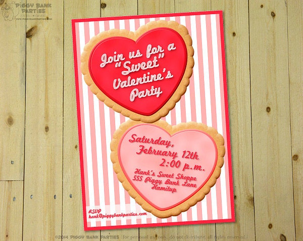 Valentine SUGAR COOKIE Invitation - DIY Printable Valentine's Day Invite // Sweetheart // Heart // Love Themed Party Invite // Bridal Shower Il_570xn