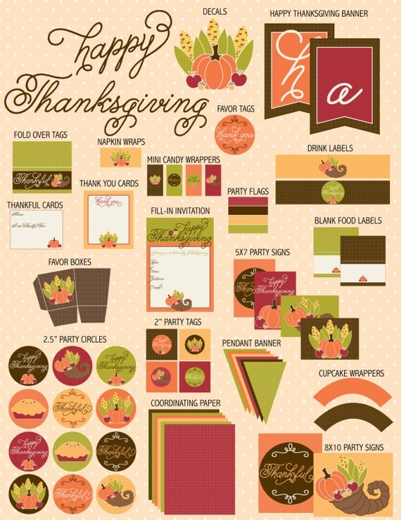 Thanksgiving PRINTABLE Party by Love The Day Il_570xn