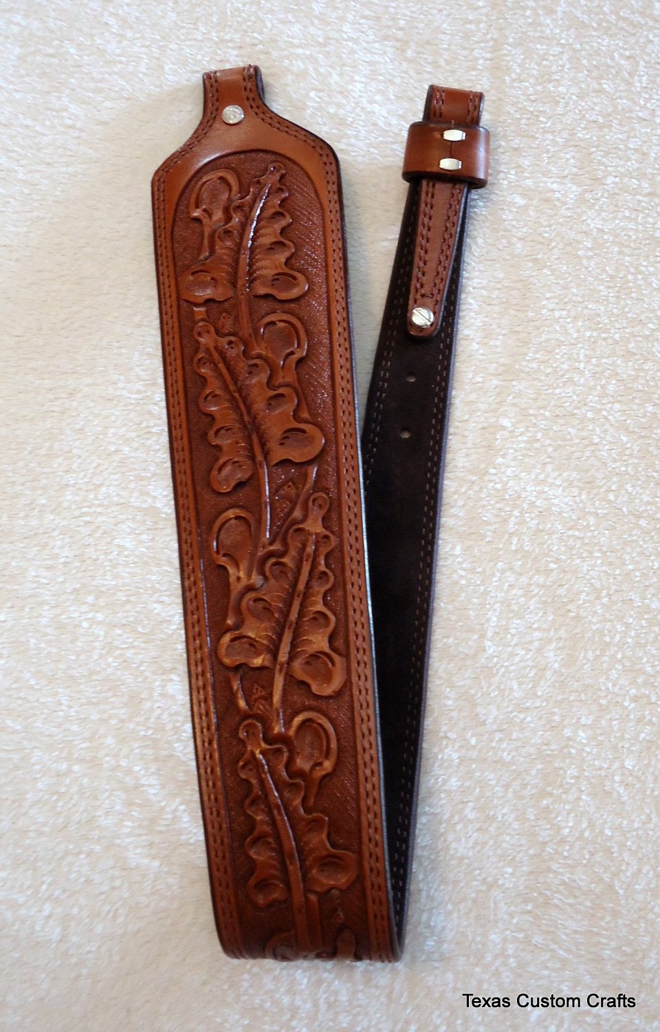 In Stock Handmade Leather Rifle Sling With Padded Shoulder