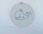 SALE Embroidery Nursery Hoop Art. Whale. Original Design - ThePaperNeedle