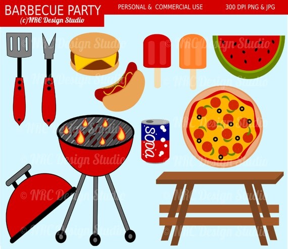 Food Clip Art - Barbecue Party Clip Art - Digital Barbecue Clipart Il_570xn